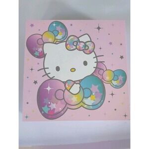 NWT HELLO KITTY Purple Pink Teal Celestial Stars Bows Wooden Art Block Sanrio